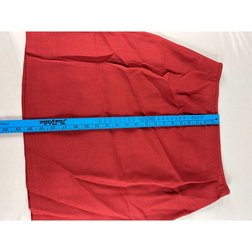 Ann Taylor Red 100% Wool Skirt Suit Set Vintage Made in USA Size 14 Blazer Skirt - Picture 9 of 14